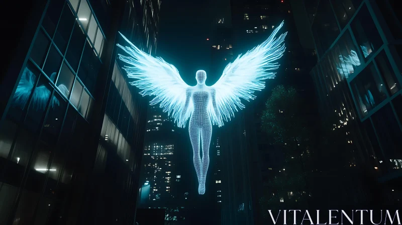 AI ART Glowing Angel in Cityscape