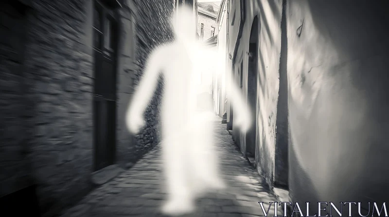 AI ART Spectral Figure in a Monochrome Alley