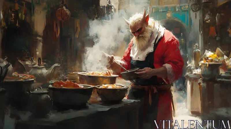 AI ART Horned Cook Preparing Food Art