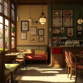 Sunlit Cafe Seating Area