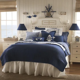 Coastal Bedroom Interior with Maritime Decor