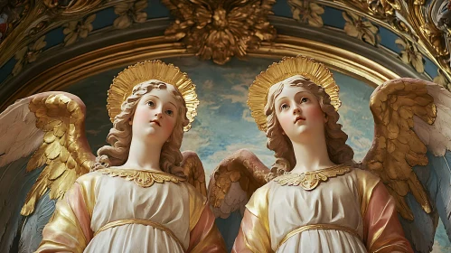 Golden Halo Angel Statues