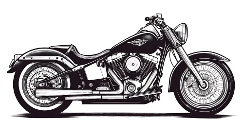 Classic Motorcycle Art: Black and White Vehicle