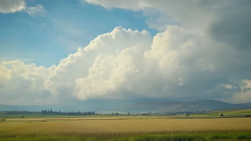 Peaceful Landscape with Golden Field