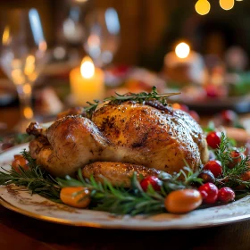 Festive Roasted Chicken with Rosemary and Cranberries