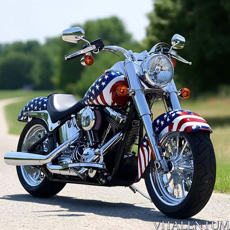 AI ART Stars and Stripes Motorcycle