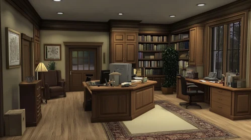 Classic Wooden Office Room