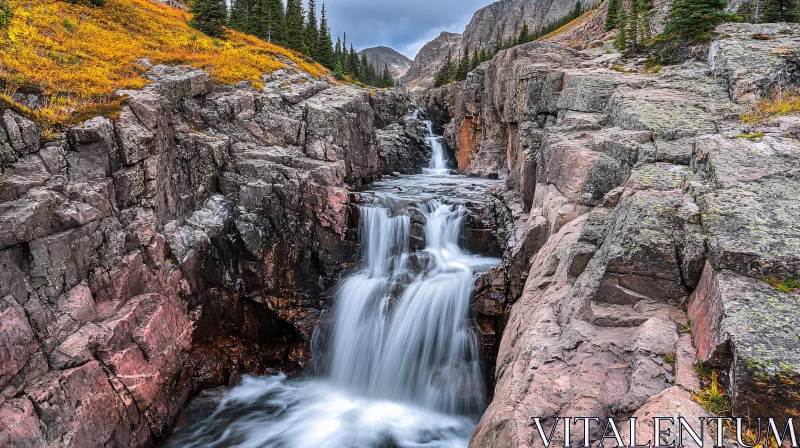 AI ART Majestic Rocky Canyon Waterfall