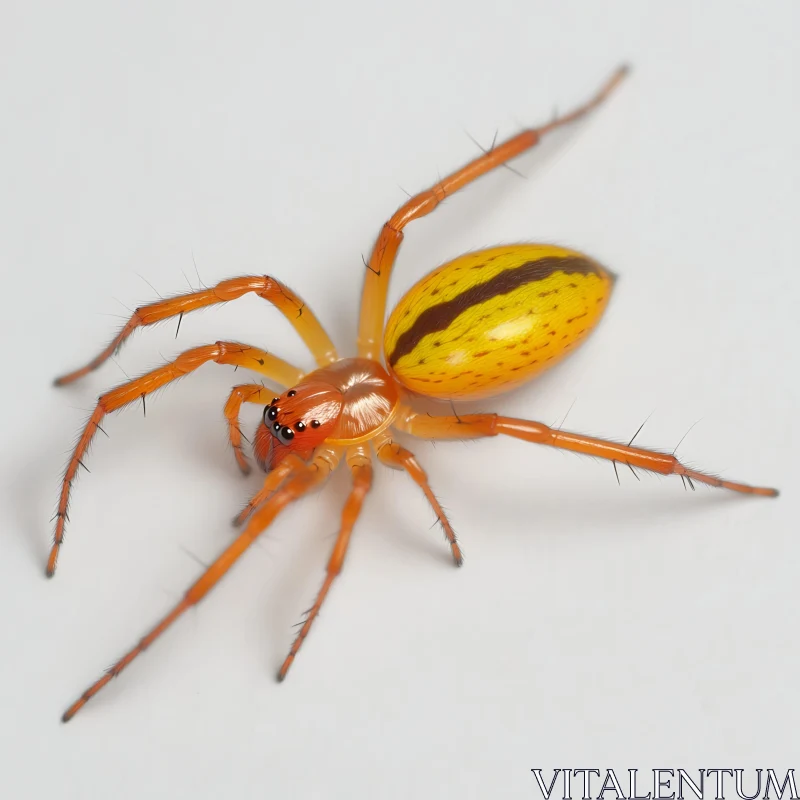 Yellow Spider with Brown Stripes in Detailed Macro AI Image