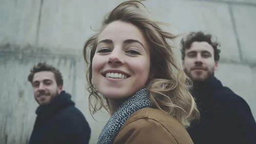 Smiling Woman with Friends