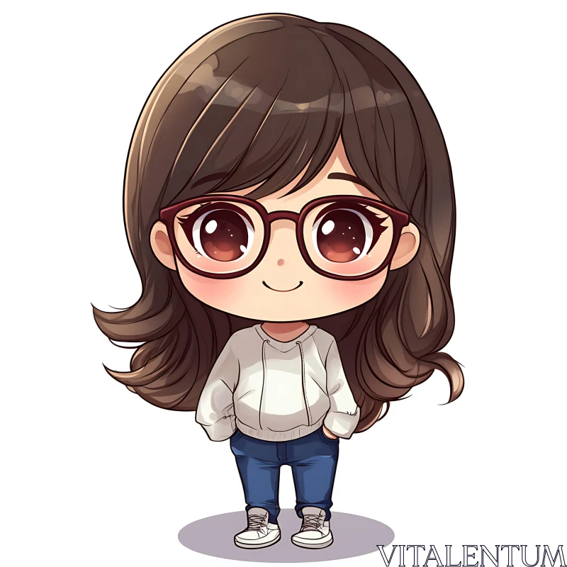 Cute Chibi Girl Illustration AI Image