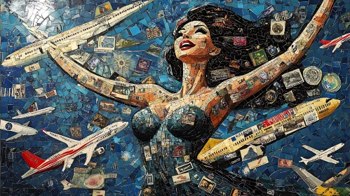 Air Travel Collage Mosaic Art