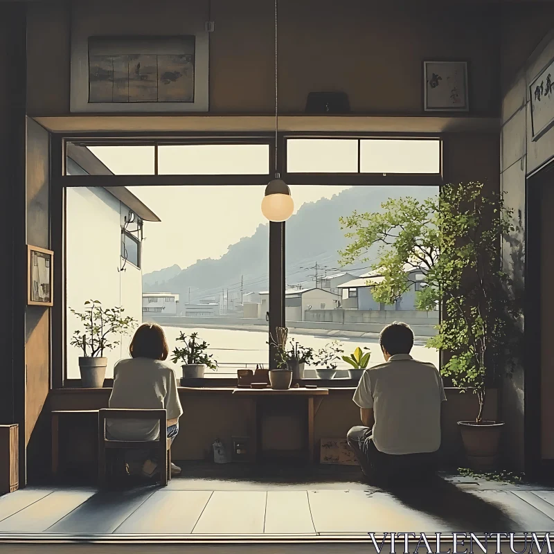 AI ART Indoor Serenity: Couple and View