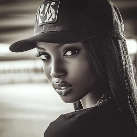Monochrome Woman with Cap