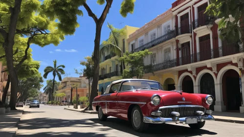 Captivating Street Scene: Classic Car Driving in Havana