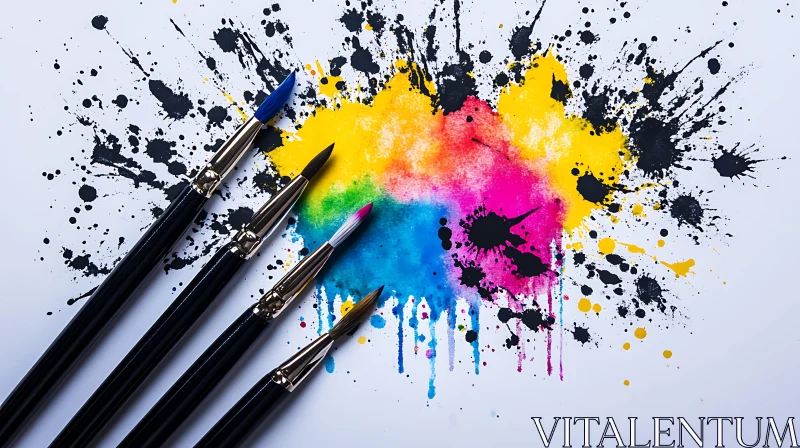 AI ART Paintbrushes and a Colorful Explosion