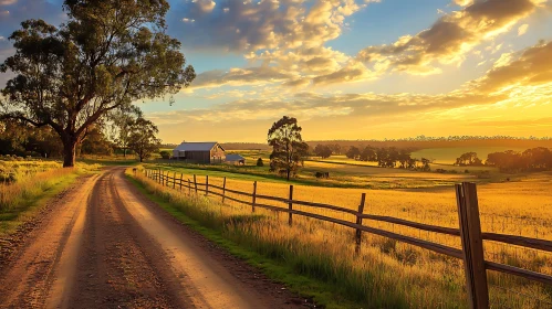 Rural Landscape at Sunset