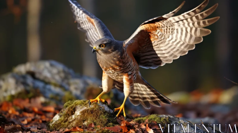 AI ART Wild Hawk Taking Flight in Autumn - Nature Photography