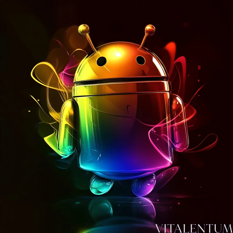 Multicolored Futuristic Android Robot AI Image