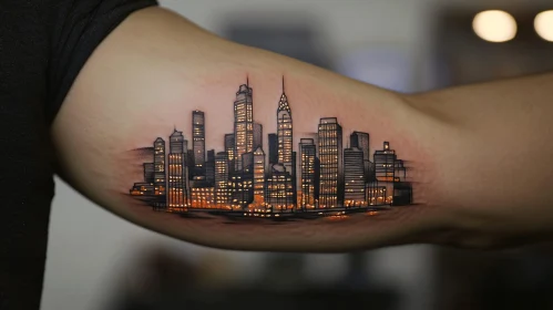 Urban Skyline Tattoo on Arm