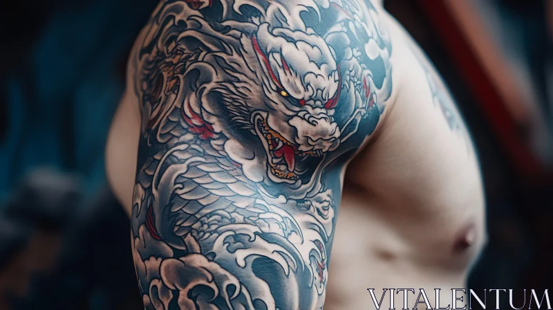 Arm Tattoo of Traditional Dragon AI Image