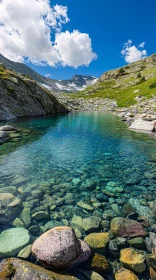 Pristine Mountain Lake Surrounded by Majestic Mountains