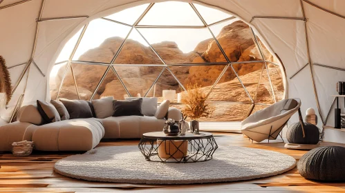 Dome Living Room with Desert View