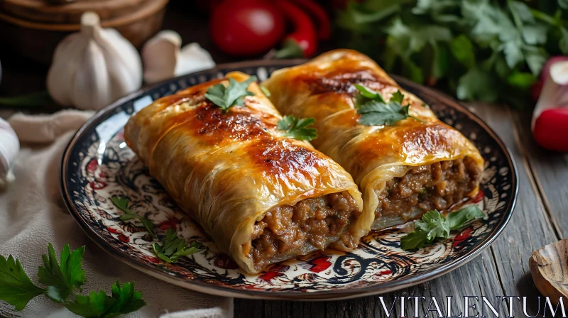 Savory Stuffed Cabbage Rolls Plate AI Image