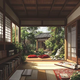 Serene Interior with Lush Garden