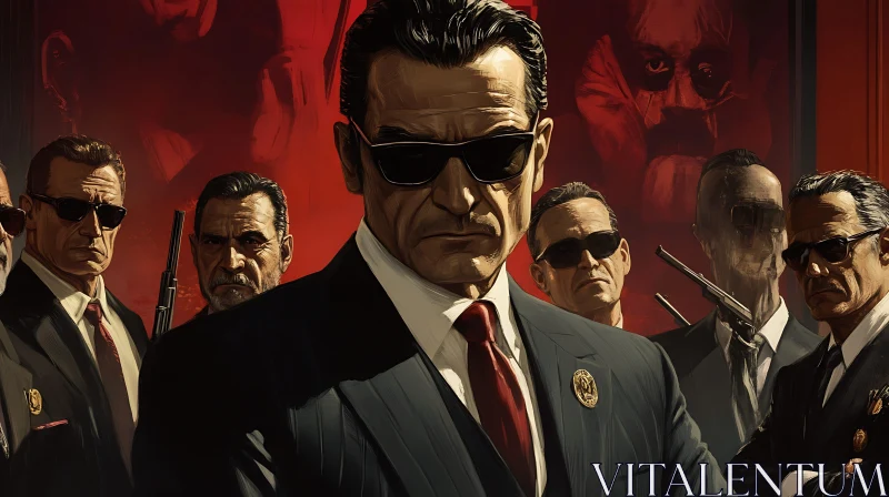 AI ART Gangsters Portrait in Suits and Sunglasses