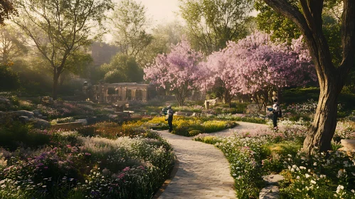 Floral Garden View with Stone Pathway