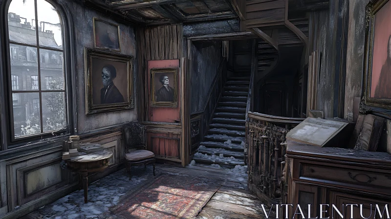 AI ART Vintage House Interior with Portraits