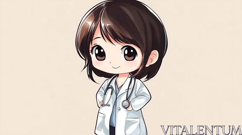 Cute Anime Doctor Illustration AI Image