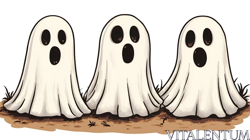 Cartoon Ghosts Group for Halloween AI Image