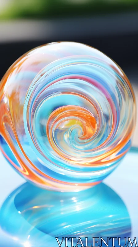 AI ART Abstract Glass Globe in Orange and Cyan - Macro Photography