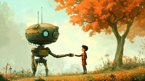 A Robot's Autumn Encounter