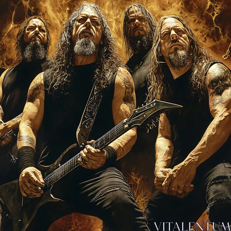 Intense Heavy Metal Band Image AI Image