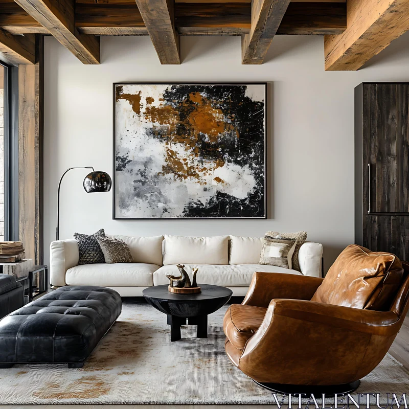 AI ART Modern Living Room with Neutral Tones