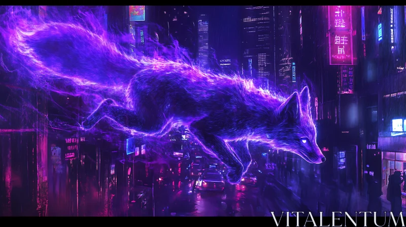 Cyberpunk City Neon Fox AI Image