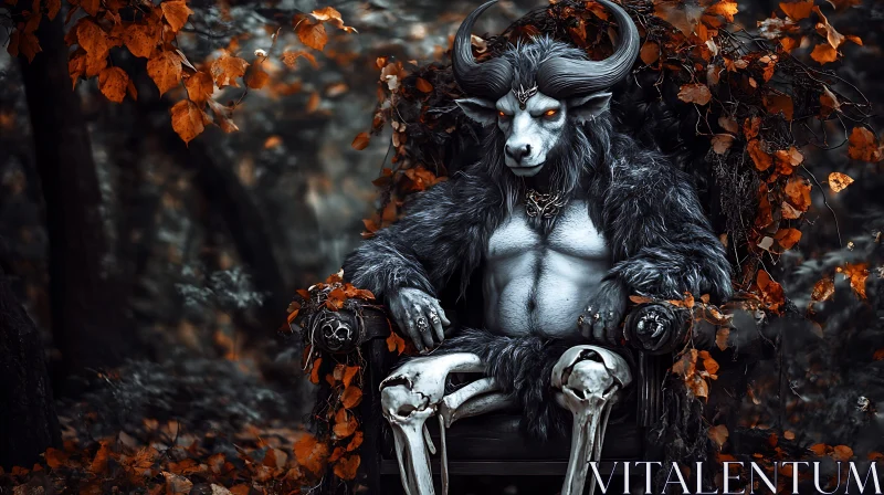 Regal Minotaur in Autumnal Forest AI Image