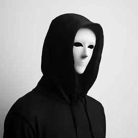 Hooded Figure with White Mask