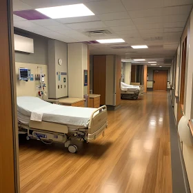 Empty Hospital Corridor View