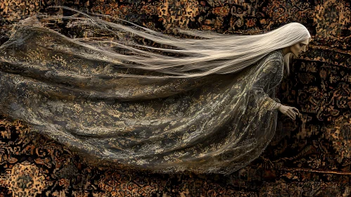 Floating Woman with Long White Hair