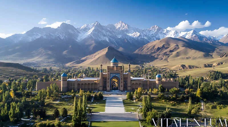 AI ART Serene Landscape with Architectural Marvel