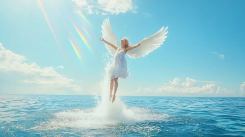 Winged Figure Ascending From Ocean