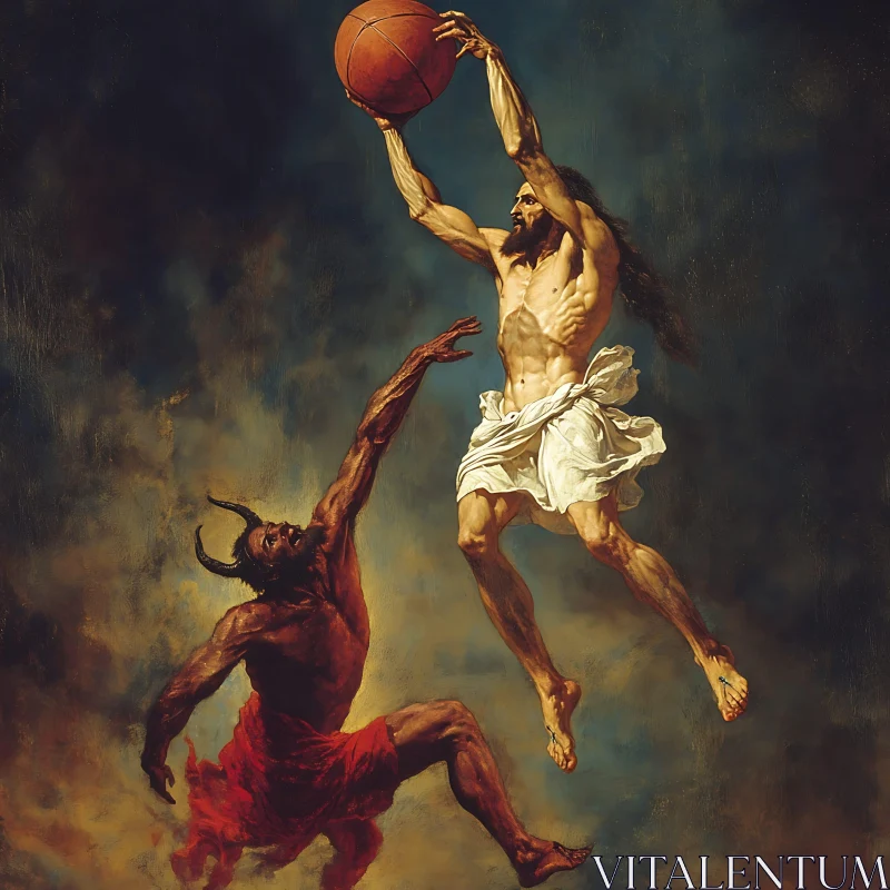 AI ART Divine Dunk: A Celestial Basketball Game