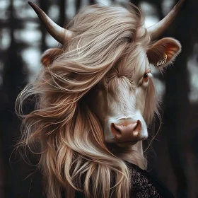 Blonde Cow Beauty in the Forest