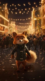 Charming Fox Character in Christmas Setting