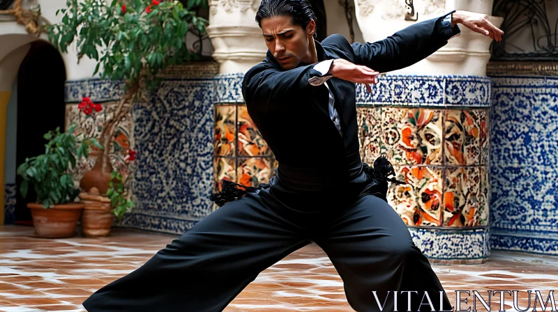 Flamenco Dancer in Traditional Dress AI Image