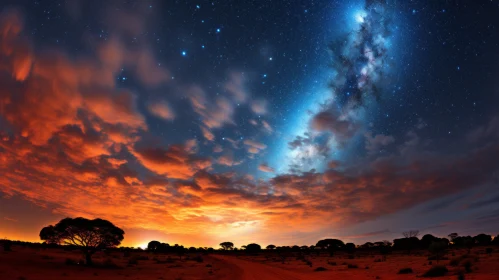 Captivating Starry Sky Above Majestic Desert Horizon